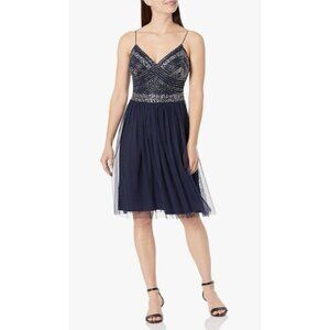 Marina Formal Dress 12 Navy Blue Sequin Tulle Balletcore Party Wedding Guest